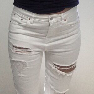 Wild Fable Women's White Distressed Stretchy Skinny Jeans Size 00. Teens, Summer